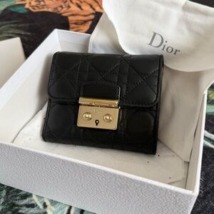 Christian Dior Black Lambskin Cannage Wallet